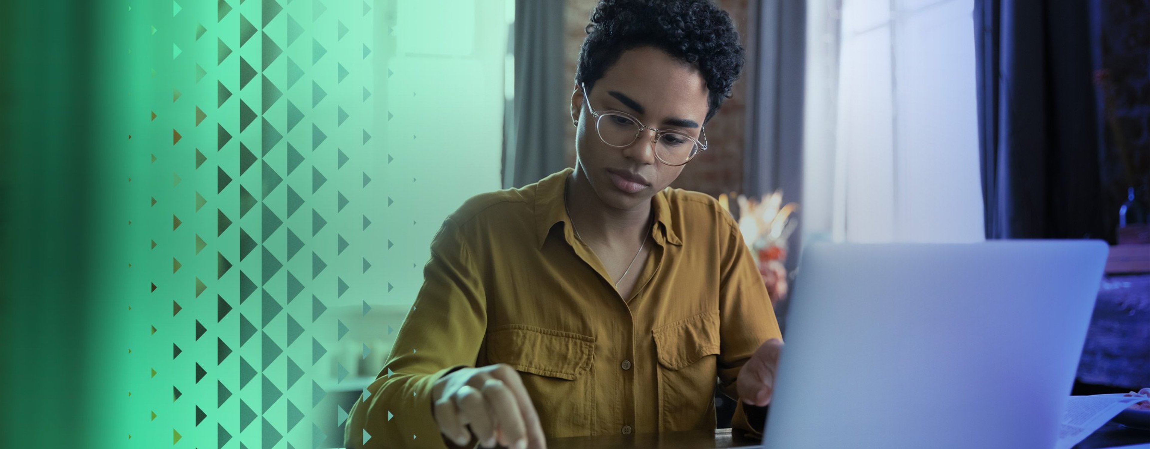 Woman working on a laptop